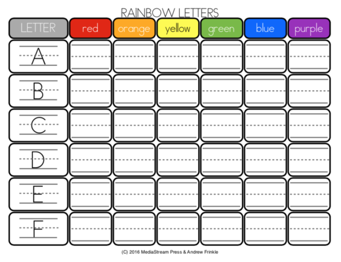 Little Learning Labs - Rainbow Letters Handwriting Activity