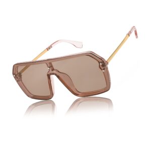 FEISEDY Classic Siamese One Piece Sunglasses Nice Rimless Stylish Retro Design for Women Men B2574