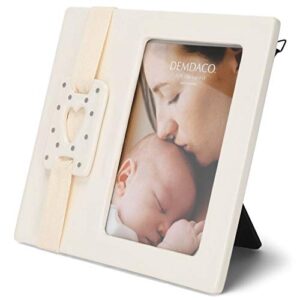 DEMDACO Sweet Baby Gray Heart and Cream 4 x 6 Photo Table Top Frame Holder