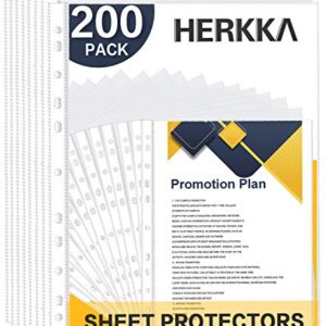 Sheet Protectors, HERKKA 500 Pack Heavy Duty Page Protectors Holds 8.5 x 11 inch Sheets, 9.25 x 11.25 inch Top Loading, Clear, Reinforced 11-Hole Fit for 3 Ring Binder