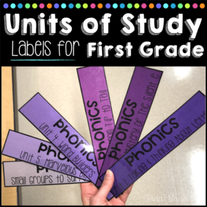 units of study bin labels- first grade