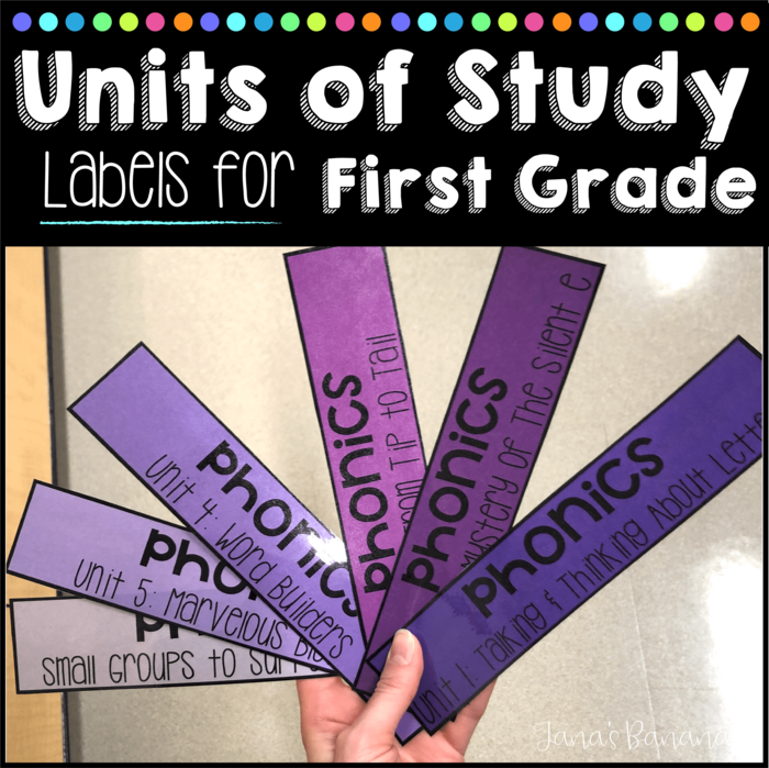 Units of Study Bin Labels- First Grade