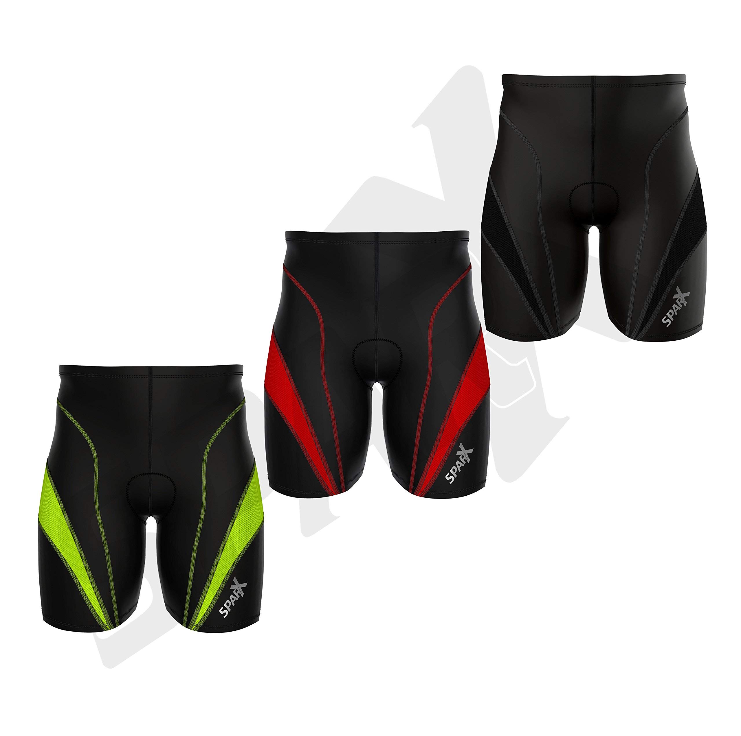 Sparx Men Triathlon Bike Short Triathlon Shorts Mens Trishort Swim-Bike-Run (Black/Black, Small)