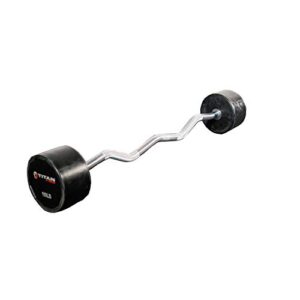 titan fitness rubber fixed barbell ez curl 50 lb