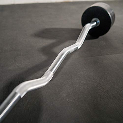 Titan Fitness Rubber Fixed Barbell EZ Curl 50 LB