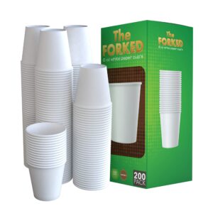 the forked, 200 pack 6oz white disposable paper cups for hot/cold beverage - disposable and recyclable white paper cups for office, party and kitchen use