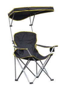 quik shade extra wide folding camp chair with tilt uv sun protection canopy, black