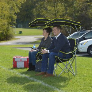 Quik Shade Extra Wide Folding Camp Chair with Tilt UV Sun Protection Canopy, Black