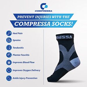 Compressa Ankle & Foot Compression Socks Authentic - Helps Relieve Plantar Fasciitis & Helps Reduce Swelling - All Day Comfort Socks For Joint Stability