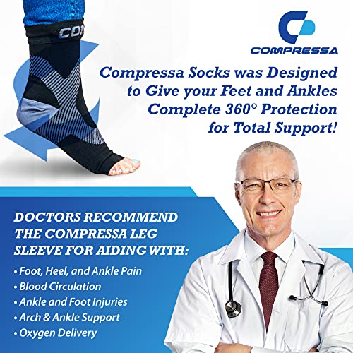 Compressa Ankle & Foot Compression Socks Authentic - Helps Relieve Plantar Fasciitis & Helps Reduce Swelling - All Day Comfort Socks For Joint Stability