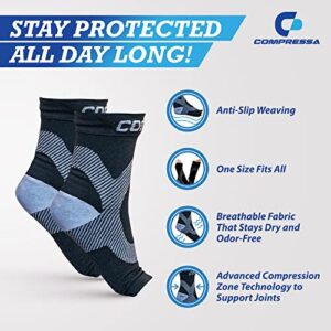 Compressa Ankle & Foot Compression Socks Authentic - Helps Relieve Plantar Fasciitis & Helps Reduce Swelling - All Day Comfort Socks For Joint Stability