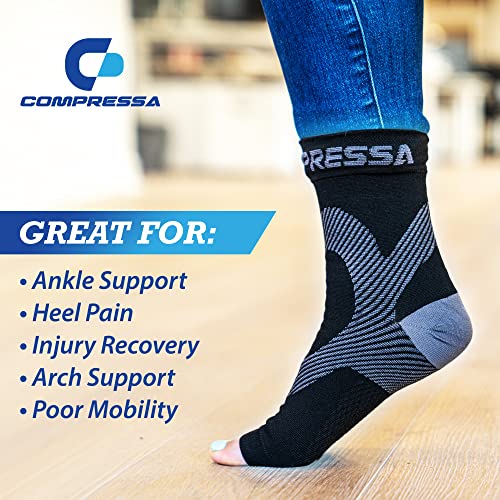 Compressa Ankle & Foot Compression Socks Authentic - Helps Relieve Plantar Fasciitis & Helps Reduce Swelling - All Day Comfort Socks For Joint Stability