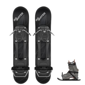 skiskates - short mini ski skates for snow | skating skis snowblades skiboards | ice skates for snow | shortest skis ever (black | for ski boots)