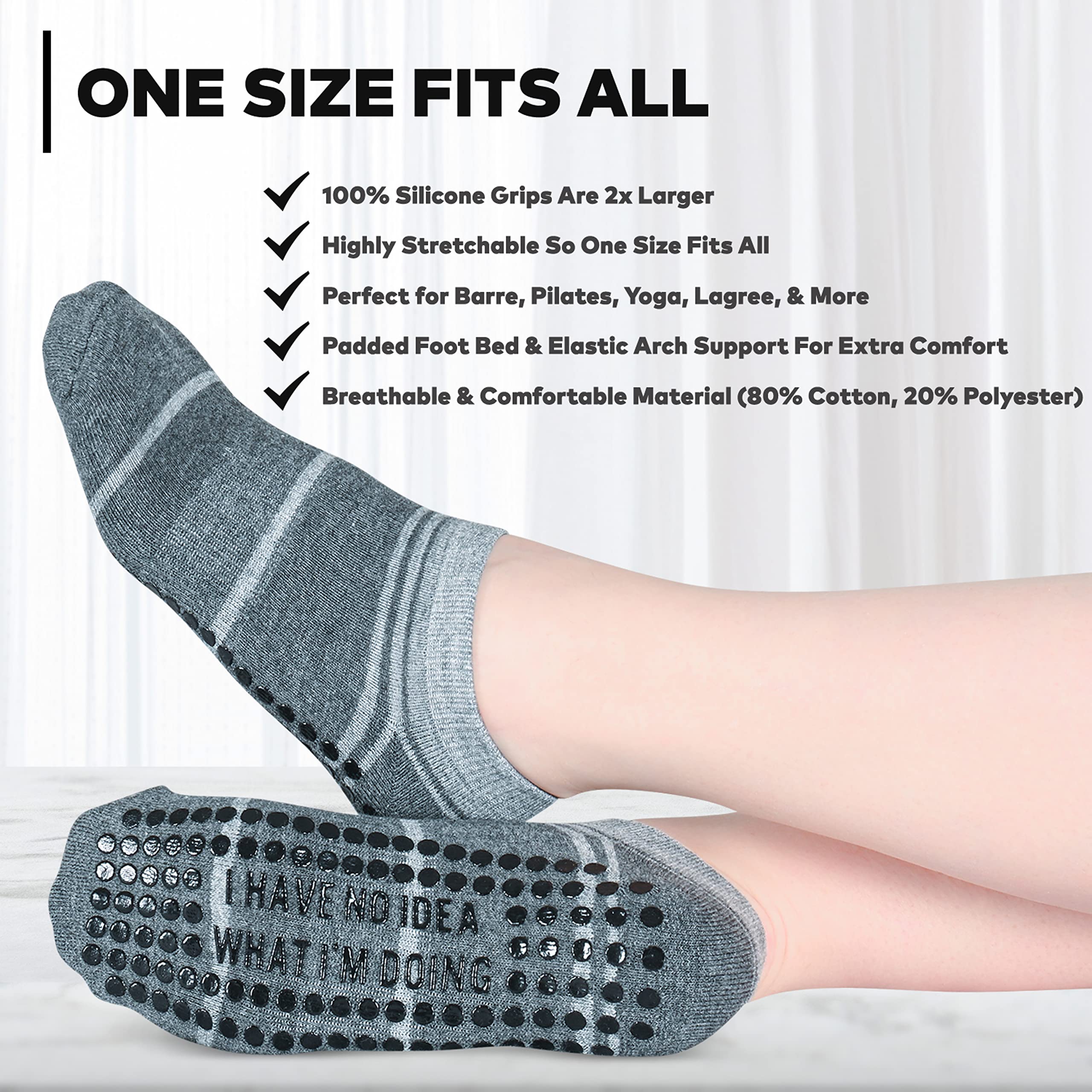 Life By Lexie I Have No Idea What I'm Doing Sticky Grip Socks for Barre, Pilates, Yoga