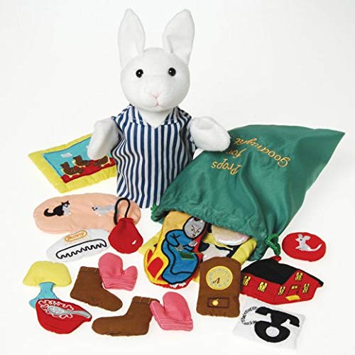 Constructive Playthings 20 pc. Puppet and Props Set for "Goodnight Moon" with The 30 Page Board Book for Ages 2 Years and Up