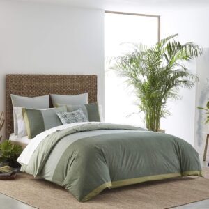 izi - ushsa51153956 chambray color block print comforter set, king, green