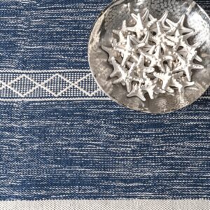 nuLOOM Striped Fringe Angela Area Rug, 6x9, Blue