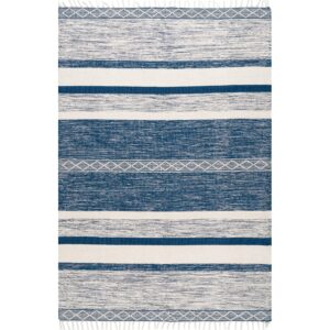 nuLOOM Striped Fringe Angela Area Rug, 6x9, Blue