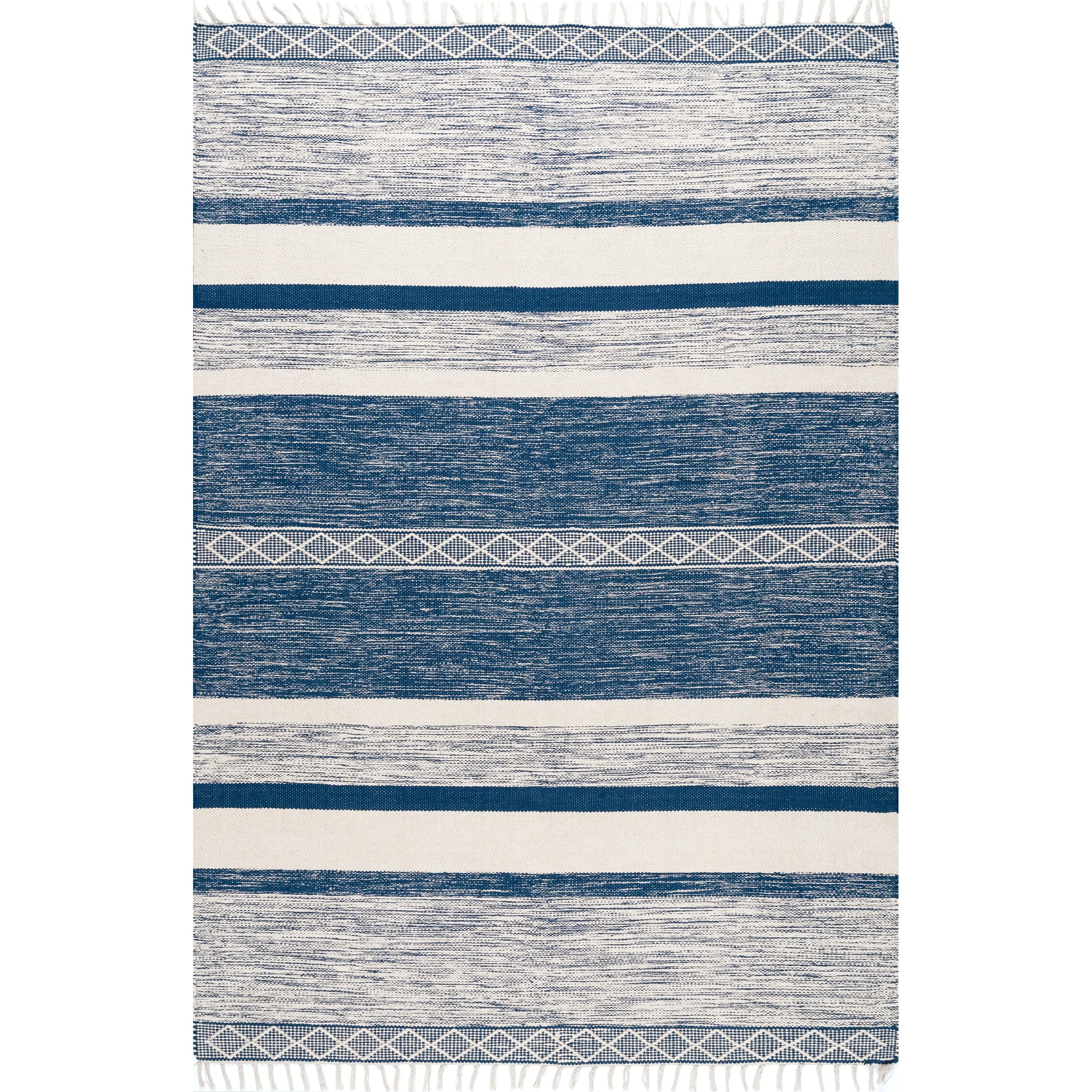 nuLOOM Striped Fringe Angela Area Rug, 6x9, Blue