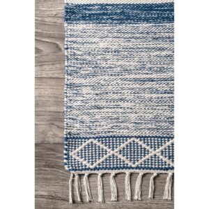 nuLOOM Striped Fringe Angela Area Rug, 6x9, Blue