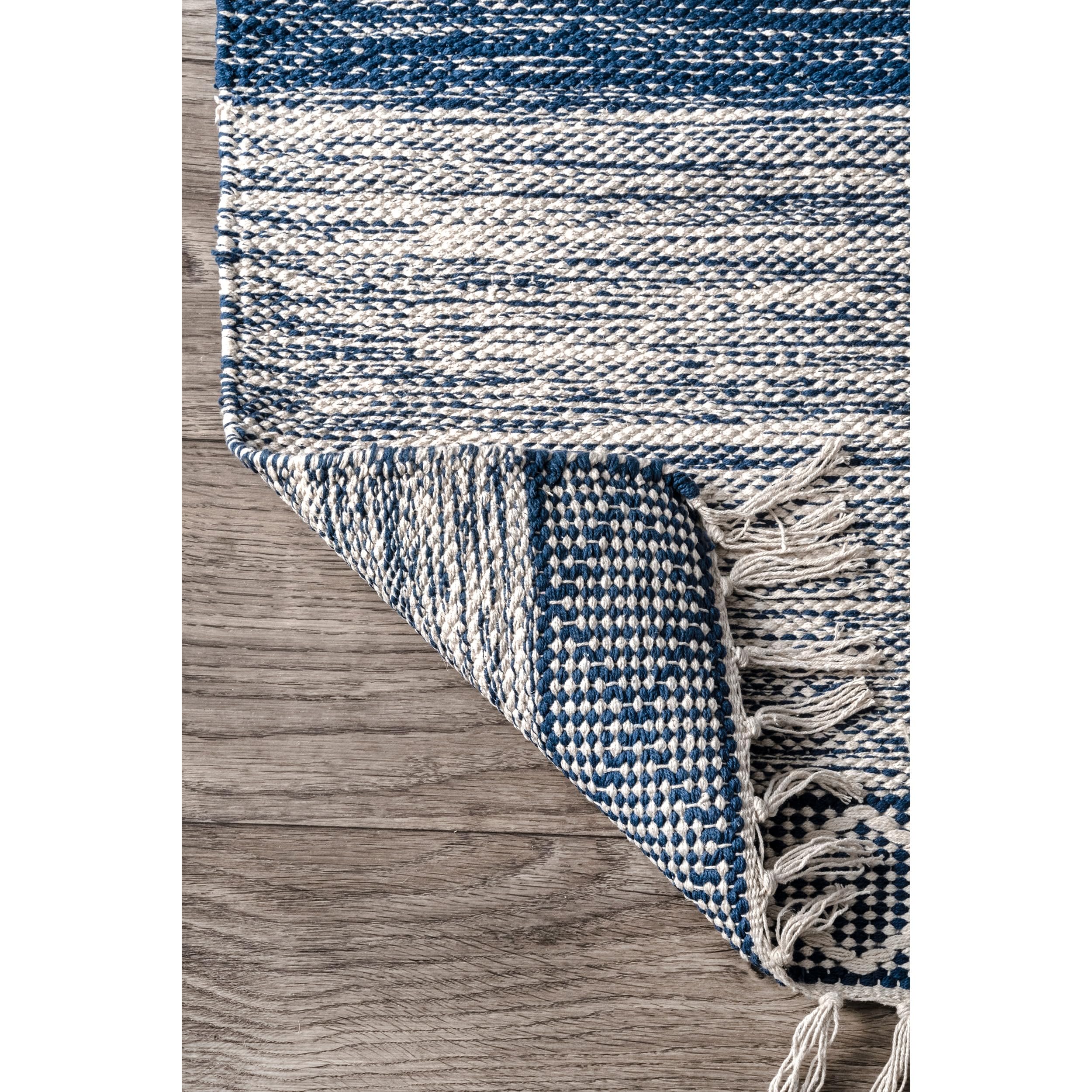 nuLOOM Striped Fringe Angela Area Rug, 6x9, Blue