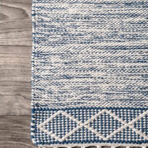 nuLOOM Striped Fringe Angela Area Rug, 9x12, Blue