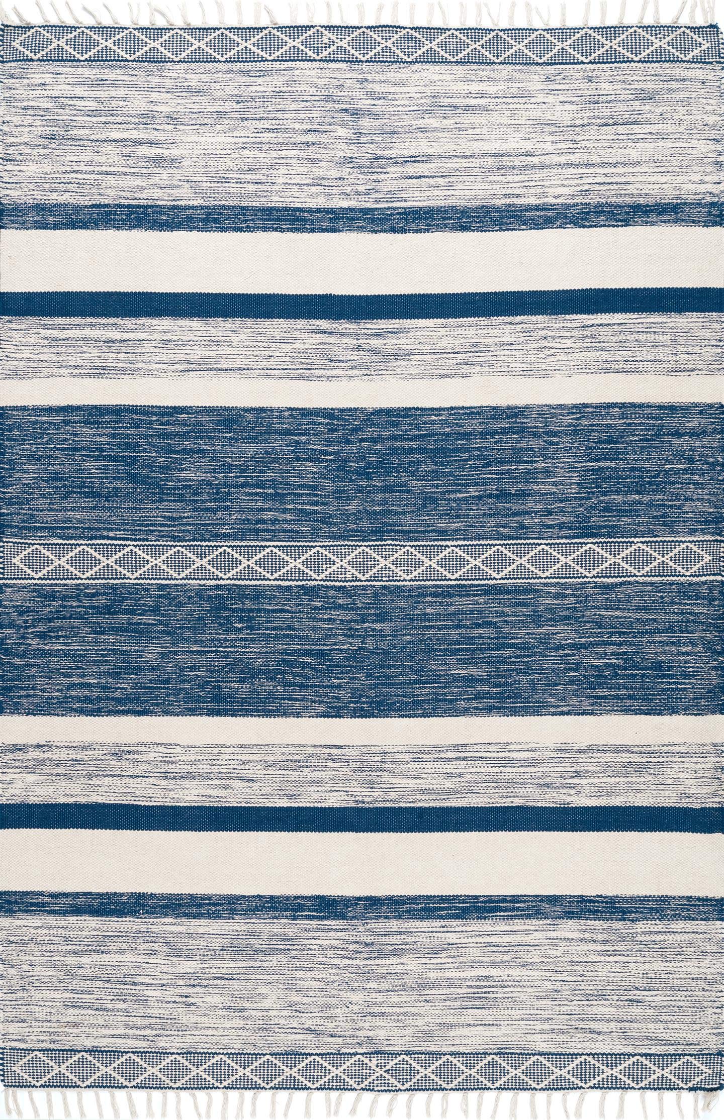 nuLOOM Striped Fringe Angela Area Rug, 9x12, Blue