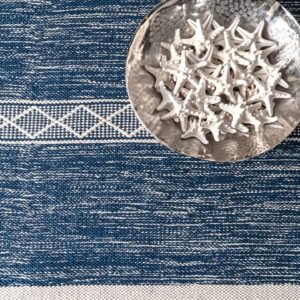 nuLOOM Striped Fringe Angela Area Rug, 9x12, Blue