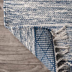 nuLOOM Striped Fringe Angela Area Rug, 9x12, Blue