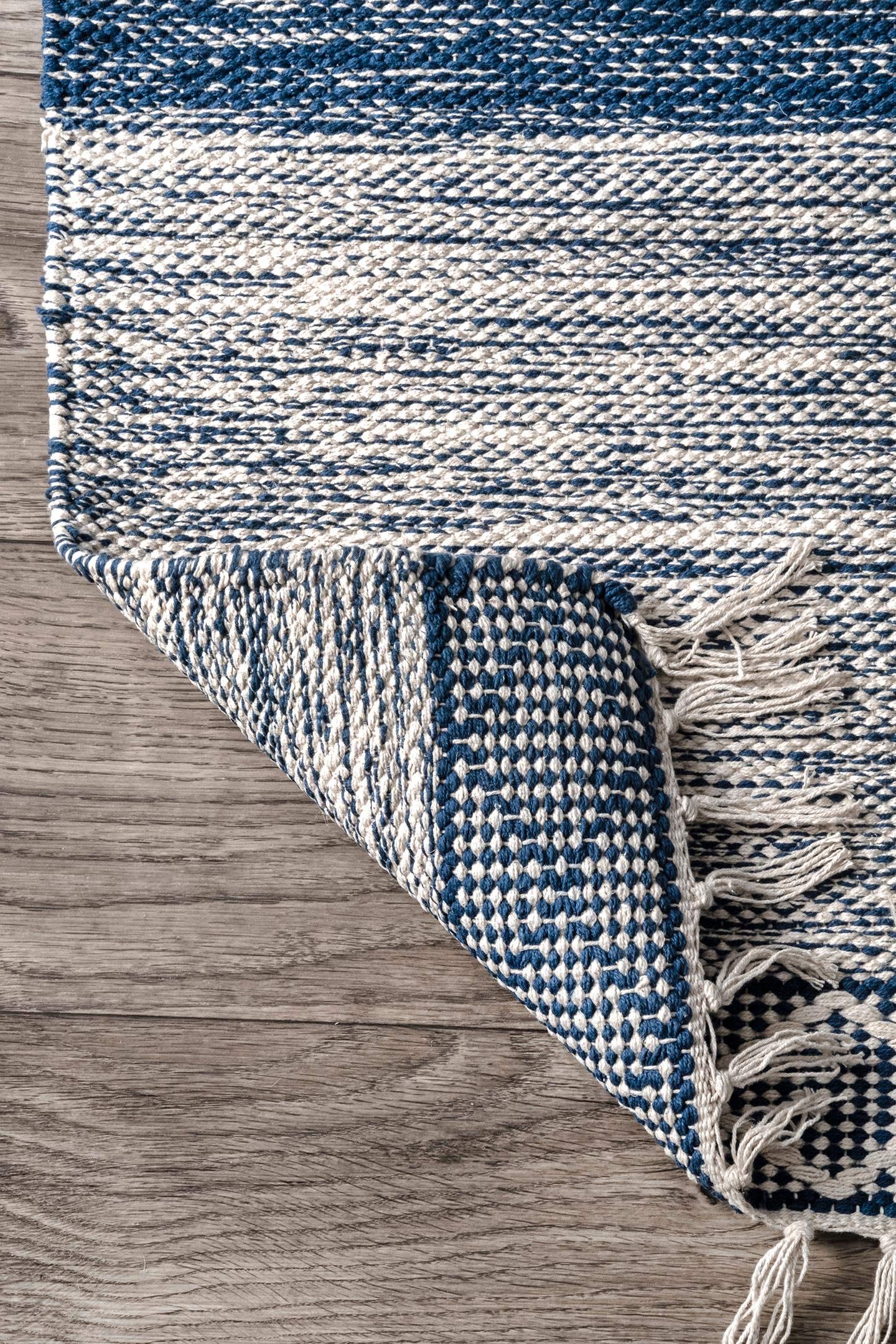 nuLOOM Striped Fringe Angela Area Rug, 9x12, Blue