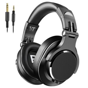 bopmen over ear headphones - wired studio headphones with shareport, foldable headsets with stereo bass sound for monitoring recording keyboard guitar amp dj cellphone, black