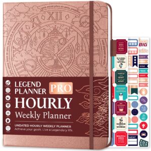 legend planner pro hourly schedule - weekly & daily organizer with time slots. appointment book journal for work & personal, a4 (rose gold)