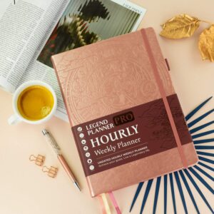 Legend Planner PRO Hourly Schedule - Weekly & Daily Organizer with Time Slots. Appointment Book Journal for Work & Personal, A4 (Rose Gold)