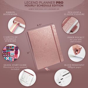 Legend Planner PRO Hourly Schedule - Weekly & Daily Organizer with Time Slots. Appointment Book Journal for Work & Personal, A4 (Rose Gold)