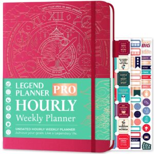 legend planner pro hourly schedule - weekly & daily organizer with time slots. appointment book journal for work & personal, a4 (hot pink)