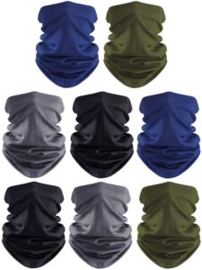satinior 8 pieces colorful face coverings face gaiters neck gaiter headwear for outdoor cycling fishing (black, grey, blue, white, khaki, dark grey, navy blue, army green)