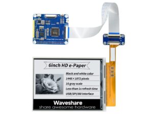 waveshare 6inch e-ink display hat compatible with raspberry pi 4b/3b+/3b/2b/b+/a+/zero/zero w/wh/zero 2w series boards 1448×1072 high definition black/white 16 gray scale supports partial refresh