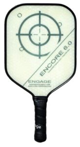 ep engage encore 6.0 pickleball paddle, thick core for control & feel, built for power & large sweet spot (4 ⅜ inch grip, white)