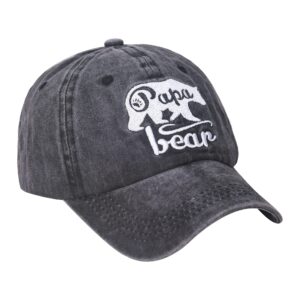 Waldeal Men's Papa Bear Embroidered Hat, Vintage Washed Denim Adjustable Father's Day Baseball Cap