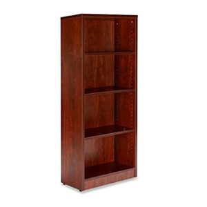 sunon 4 shelf wood bookcase freestanding display shelf adjustable layers bookshelf for home office library small narrow space (cherry, 4-layers)