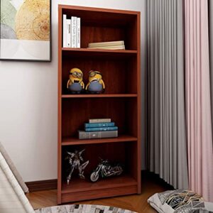 Sunon 4 Shelf Wood Bookcase Freestanding Display Shelf Adjustable Layers Bookshelf for Home Office Library Small Narrow Space (Cherry, 4-Layers)