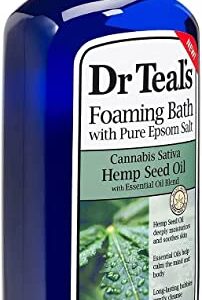 Dr Teal's Hemp Seed Oil Foaming Bath (1 Bottle, 34oz) - Cannabis Sativa Hemp Seed Oil - Essential Oils Blended with Pure Epsom Salt Eases Any Aches & Pains While Deeply Moisturizing Your Skin