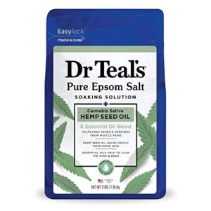 dr teal’s salt soak with pure epsom salt, cannabis sativa hemp seed oil, 3 lbs