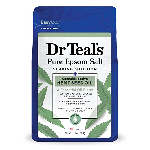 Dr Teal’s Salt Soak with Pure Epsom Salt, Cannabis Sativa Hemp Seed Oil, 3 lbs