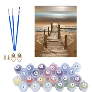 Karyees Beach Sunset Paint by Numbers Kits Beach Sunset DIY Painting by Numbers Beach Sunset DIY Canvas Painting by Numbers Acrylic Painting Home Wall Decor Paint by Number Kits Seaside16x20Inch