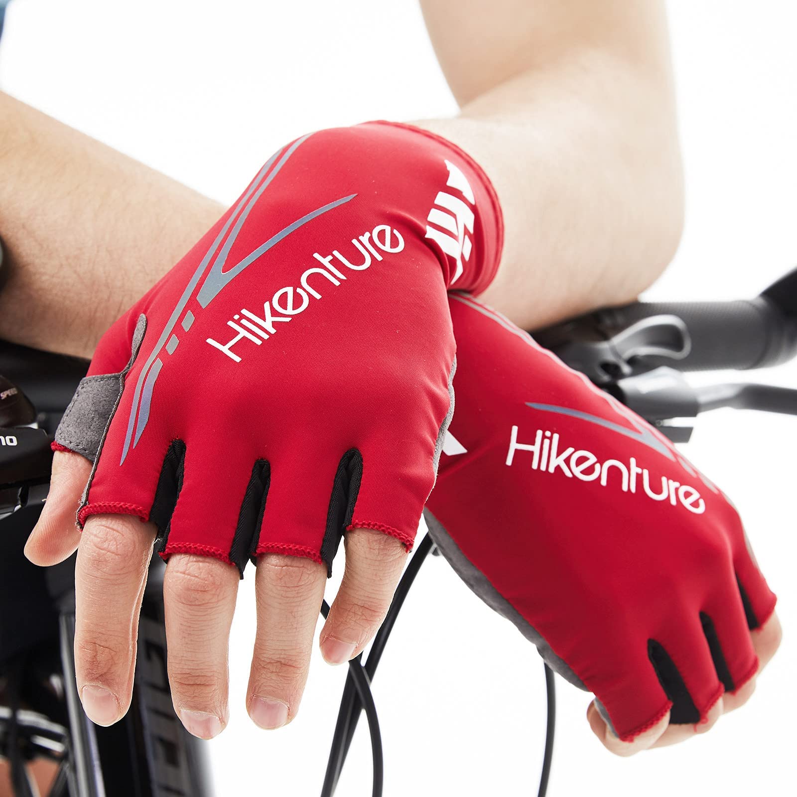 Hikenture Cycling Gloves for Men Women Mountain Road Bike Gloves Half Finger Padded Bicycle Glove (Red, XL)