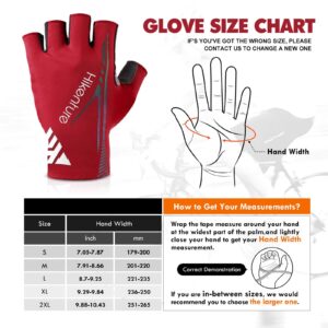 Hikenture Cycling Gloves for Men Women Mountain Road Bike Gloves Half Finger Padded Bicycle Glove (Red, XL)