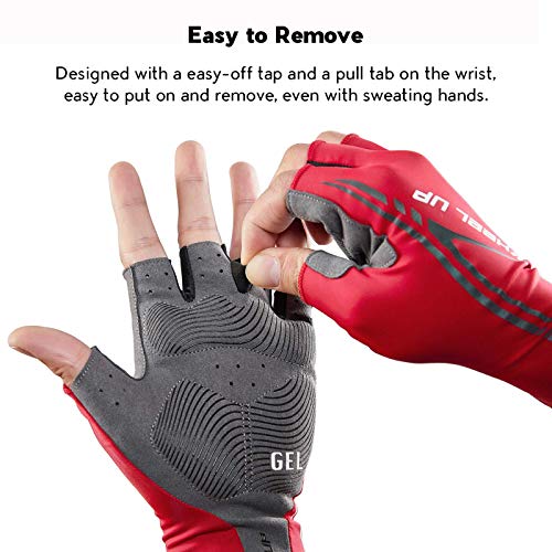 Hikenture Half Finger Cycling Gloves for Men and Women Padded Road Bike Gloves(Red M)