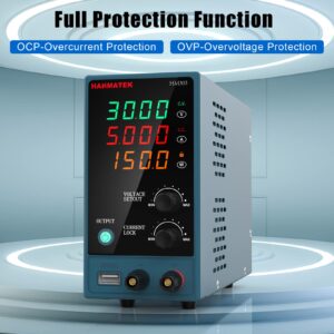 Adjustable DC Power Supply (0-30 V 0-5 A) with Output Enable/Disable Button HANMATEK HM305 Mini Variable Switching Digital Bench Power Supply