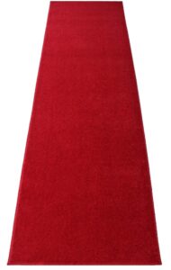 event carpet aisle runner - quality plush pile rug with backing, binding in various sizes (3 x 45 ft, red)